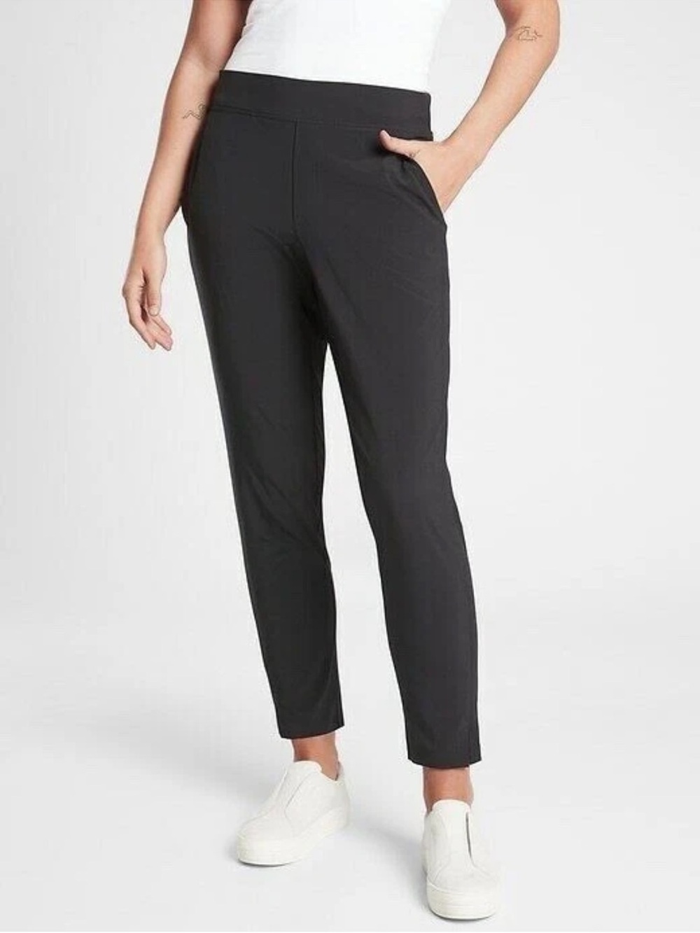 Athleta Black Brooklyn Mid Rise Ankle Pant W2553 Sz 4 Tall